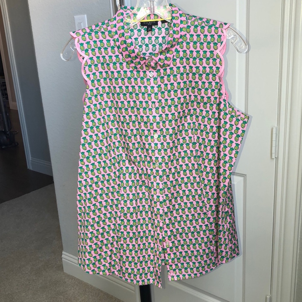 TALBOTS PINEAPPLE PRINT BLOUSE